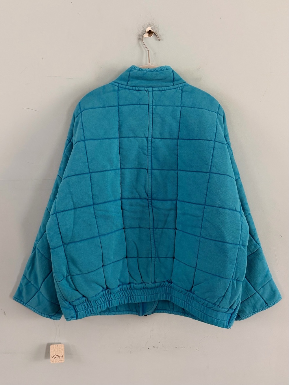 NWT Free People Dolman Quilted Knit Mali Blue Oversized Zip Up Jacket - Picture 3 of 7